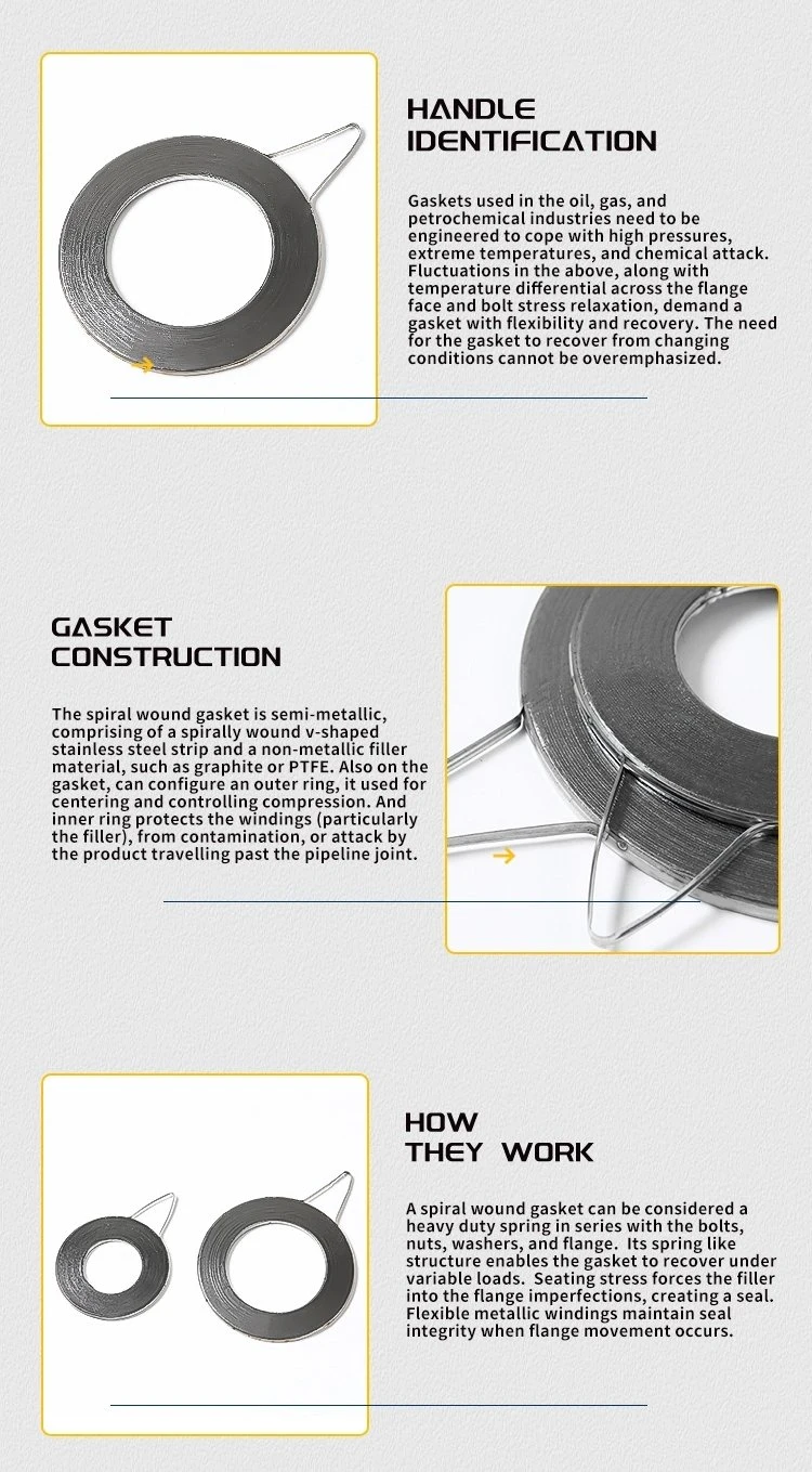 Graphite Filled Spiral Wound Gasket with Inner and Outer Ring