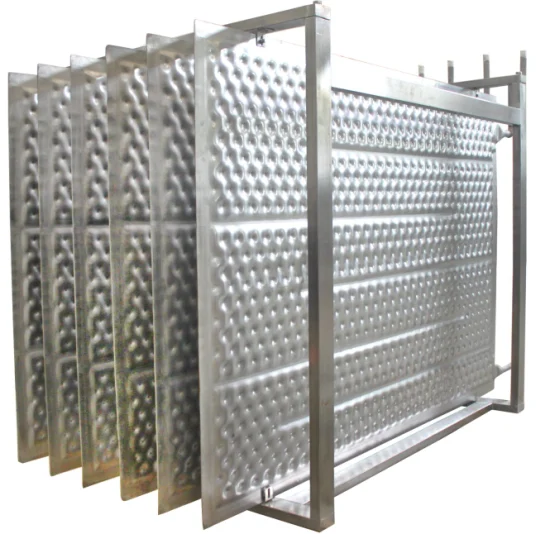 Several Numbers of Pillow-Plates Settled as a Stack Side by Side Compose This Type of Heat Exchanger. They Are Equipped with an Inlet Distributor